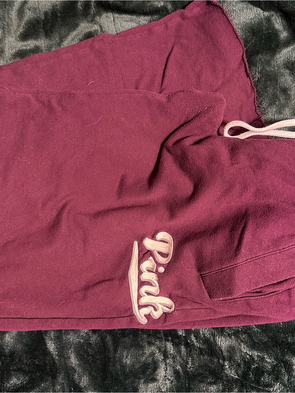 Victoria's Secret Pink Embroidered Burgundy Joggers